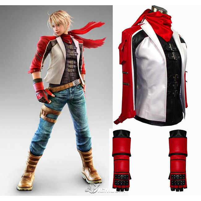 Tekken Leo Kliesen Faux Leather Cosplay Costume Set – Jacket, Vest, Gloves [G557]