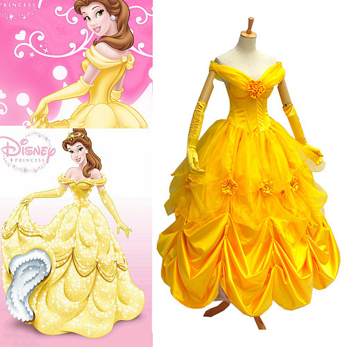 Disney Belle Yellow Princess Ball Gown - Beauty and the Beast Cosplay Dress [G537]