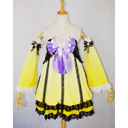 Kagamine Rin Chiffon VOCALOID Cosplay Dress – Off-Shoulder Idol Gown [G599]