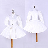 White Heavy PVC Uniform-Style Discipline button-up Sissy Maid Dress [G535]