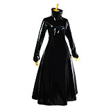 Black Heavy PVC Sissy Discipline Gown – Lockable Full-Length Crossdressing Dress with High Collar [G620]