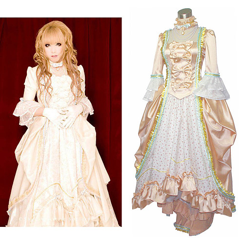 Handmade Versailles Hizaki Rococo Satin Visual Kei Dress [G546]