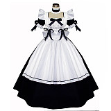 Black and White Cotton Lockable Sissy Maid Dress Crossdressing Gown [G526]