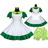 Green and White Cotton Lockable Sissy Maid Crossdressing Dress with Optional Panties [G534]