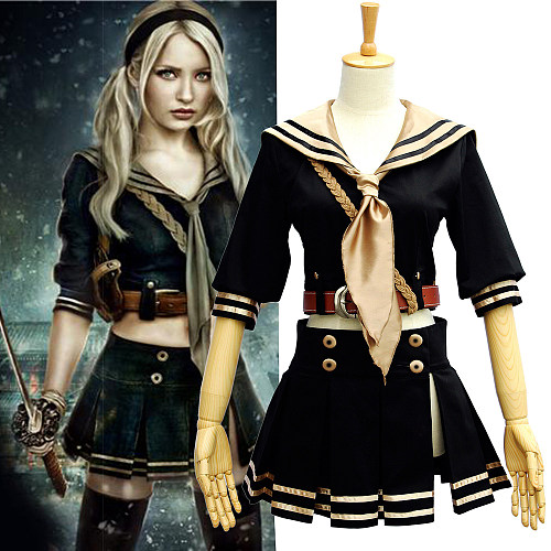 Sucker Punch Babydoll Cotton Cosplay Costume – Sailor Schoolgirl Battle Outfit [G589]