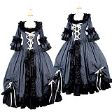 Striped Cotton Ruffle Victorian Medieval Gown Set – Crossdressing Dress [G572]