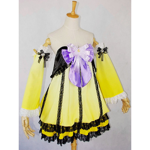 Kagamine Rin Chiffon VOCALOID Cosplay Dress – Off-Shoulder Idol Gown [G599]