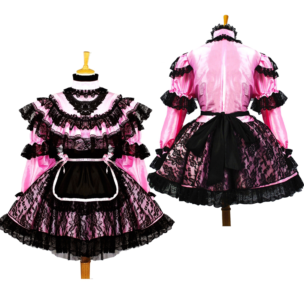 us-98-10-handmade-pink-pvc-black-lace-sissy-maid-dress-for