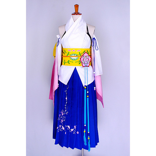 Yuna Cosplay Costume Final Fantasy X Summoner Outfit Cotton Fabric [G727]