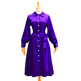 Purple Opaque Chiffon Sissy Shirt Dress – Feminization Crossdressing Uniform with Long Sleeves [G628]