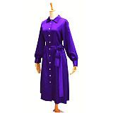 Purple Opaque Chiffon Sissy Shirt Dress – Feminization Crossdressing Uniform with Long Sleeves [G628]
