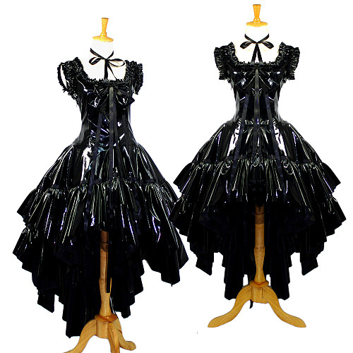 Chobits Chii Black Gothic Thin PVC Maid Dress – Sissy Crossdressing Outfit [G649]