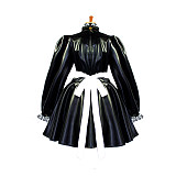 Black Faux Leather Sissy Maid Dress – Lockable Crossdressing Outfit with White Apron [G652]