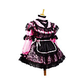 Handmade Pink PVC Black Lace Sissy Maid Dress for Crossdressing – Lockable Design [G661]