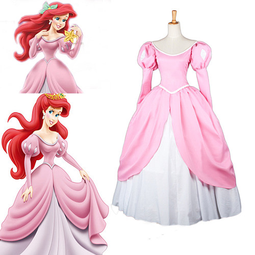 Ariel Pink Ball Gown Cosplay Costume The Little Mermaid Princess Dress [G656]