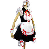 Handmade Black Cotton Sissy Maid Dress with Red Trim and White Apron – Lockable Design [G726]