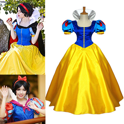 Snow White Classic Satin Princess Cosplay Gown – Royal Blue and Yellow Dress [G636]