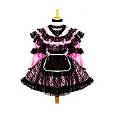 Handmade Pink PVC Black Lace Sissy Maid Dress for Crossdressing – Lockable Design [G661]