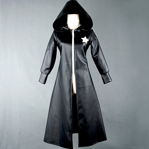 Black Rock Shooter Faux Leather Cosplay Coat with Hood [G767]
