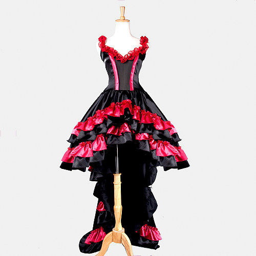 Chobits Chii Black and Red Satin Cosplay Costume Dress [G766]