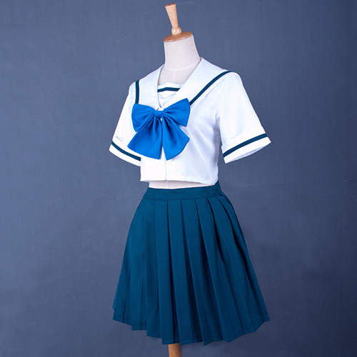 Robotics Notes Yoshino Nanjou School Uniform Cosplay Costume Sailor Set with Dark Teal Pleated Skirt [G782]