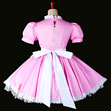 Classic Pink Cotton Sissy Maid Dress with White Apron – Lockable Crossdressing Cosplay Outfit [G770]