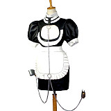 Faux Leather Sissy Maid Bondage Dress with Chains – Lockable Crossdressing Fetish Outfit [G829]