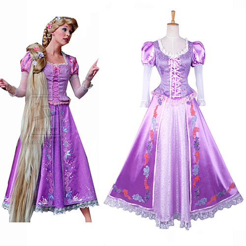 Rapunzel Cosplay Princess Satin Dress Inspired by Tangled [G823]