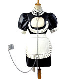 Faux Leather Sissy Maid Bondage Dress with Chains – Lockable Crossdressing Fetish Outfit [G829]