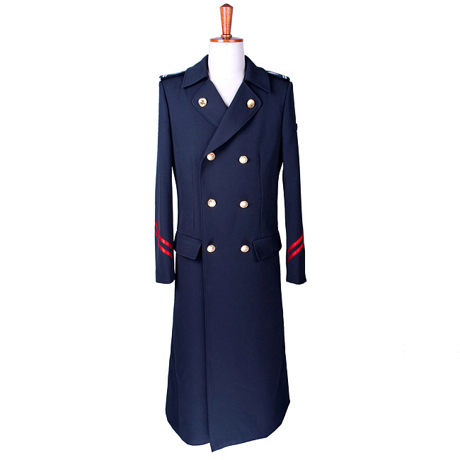 Military Style Double-Breasted Long Cotton Trench Coat [G848]
