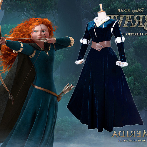 Merida Brave Cosplay Velvet Princess Gown Dress Cosplay Costume Custom-Made[G835]