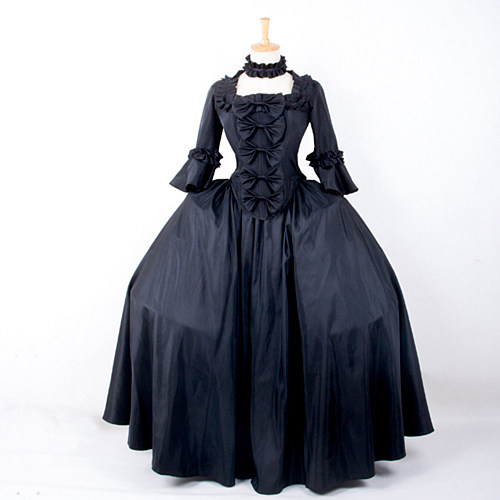 Rococo Medieval Gown Black Taffeta Victorian Sissy Crossdressing Bodice and Skirt Set [G786]