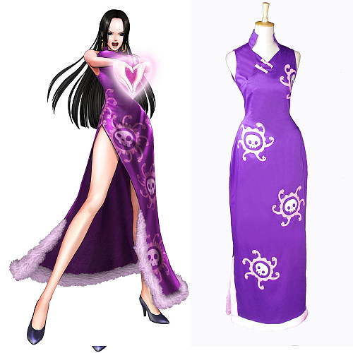 Boa Hancock One Piece Cosplay Satin Cheongsam Dress [G834]
