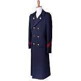 Military Style Double-Breasted Long Cotton Trench Coat [G848]