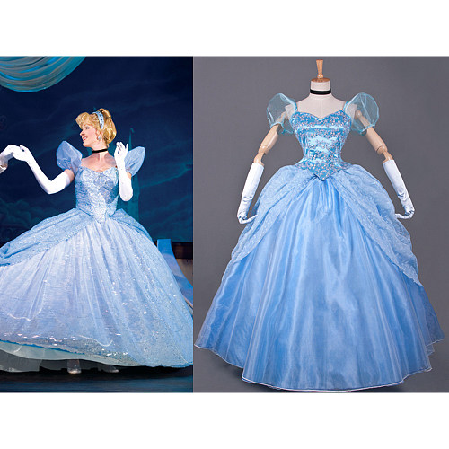 Cinderella Cosplay Princess Satin Ball Gown Dress for Adults [G822]