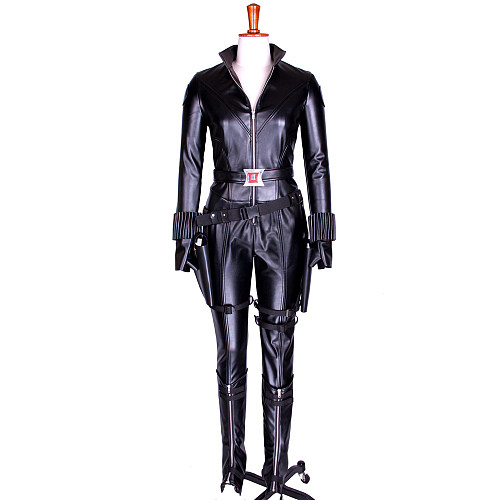 Black Widow Cosplay Costume Faux Leather Catsuit – The Avengers Romanoff [G850]