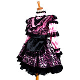 Pink Satin Sissy Maid Dress with Black Lace Overlay – Lockable Crossdressing Outfit [G884]