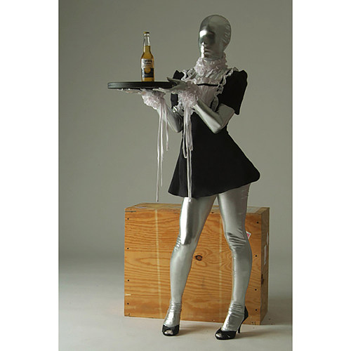 Black Cotton Sissy Maid Dress with Puff Sleeves – Lockable Crossdressing Outfit [G905]