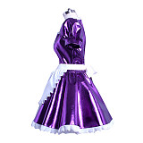 Shiny Purple Heavy PVC Sissy Maid Dress with White Apron – Lockable Crossdressing Outfit [G912]