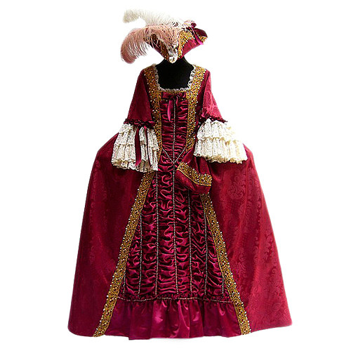 Carnival of Venice Traditional Italian Red Satin Gown Masquerade Costume [G952]