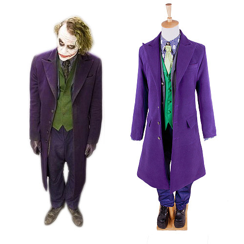 Clown Joker Cosplay Costume Uniform Fabric Purple Coat & Green Vest Set [G943]