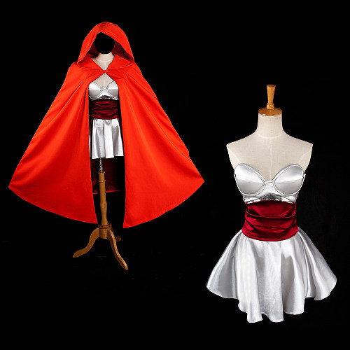 Sexy Red Riding Hood Satin Dress with Cape Cosplay Costume [G1011]