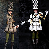 Alice Madness Returns Cosplay Costume Clockwork White Dress Uniform Fabric [G998]