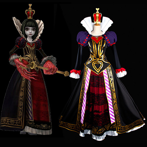Alice Madness Returns Red Queen Cosplay Costume Satin Fabric [G995]
