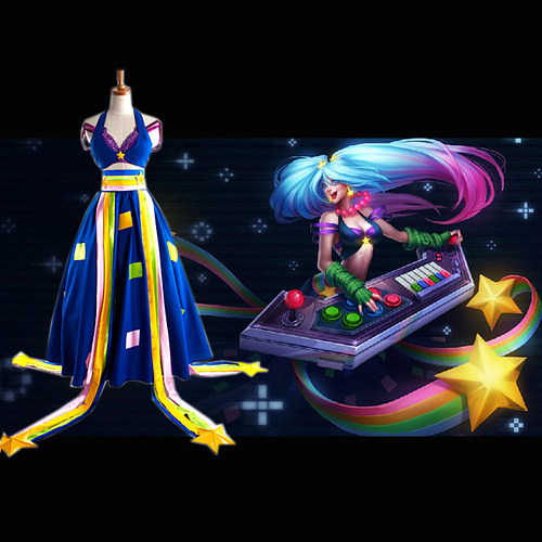 League of Legends Sona Maven of the Strings Tai Cosplay Costume Uniform Fabric [G996]