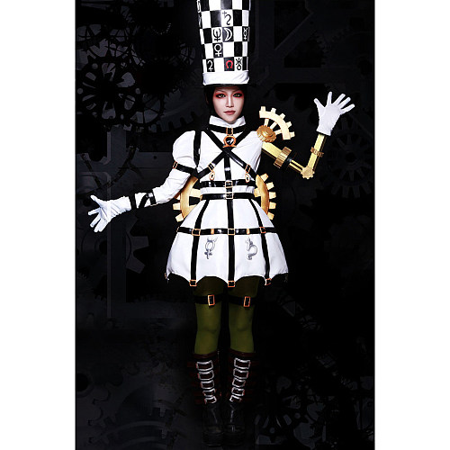 Alice Madness Returns Cosplay Costume Clockwork White Dress Uniform Fabric [G998]