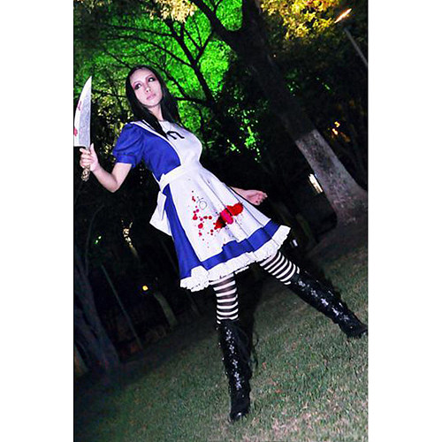 Alice Madness Returns Sissy Maid Dress Cosplay Costume Cotton Fabric [G997]