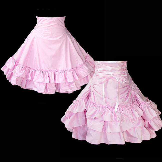 Sissy Maid Cotton Petticoat – Crossdressing Pink Ruffle Underskirt [G1061]