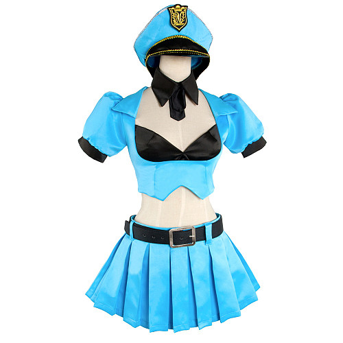 League of Legends Officer Caitlyn Satin Cosplay Costume [G1072]