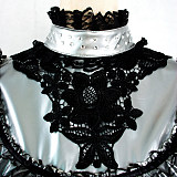 Silver & Black Thin PVC Lockable Sissy Maid Dress with Lace Overlay – Crossdressing Outfit [G1048]